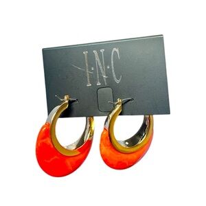INC International Concepts Gold & Orange Resin Hoop Earrings – 1.25”